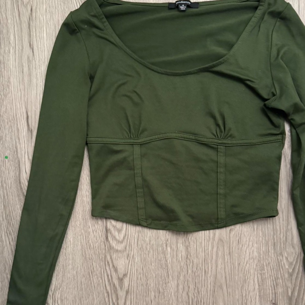 Ambiance Forest Green Long Sleeve Blouse